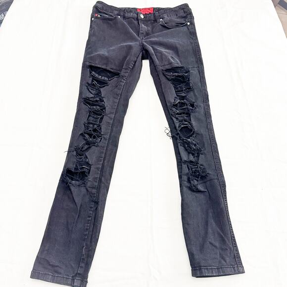 Tripp Black Ripped Skinny Punk Rock Denim Distressed Jeans Size 11 - Picture 2 of 7